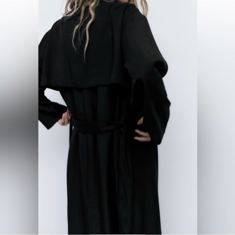 Zara Black Belted Longline Topcoat
